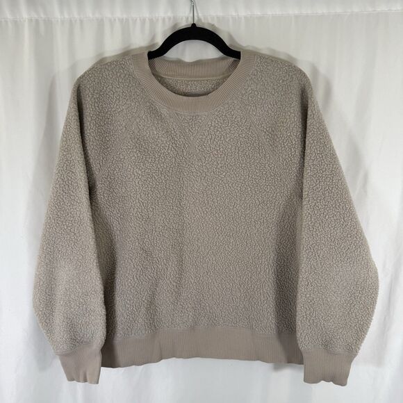 Everlane Sweaters - Everlane Sweater Women's Large Beige Fleece Long Sleeve Crew Neck Pullover